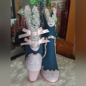 Denim cowboy boots